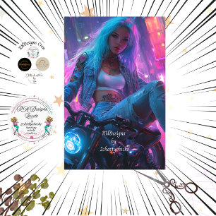 Decoupage Classic Poster of Futuristic Biker Chic  Tissue Paper