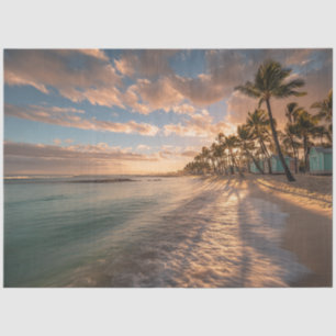 Decoupage Coastal Island Charm Beach Huts Sunset Tissue Paper