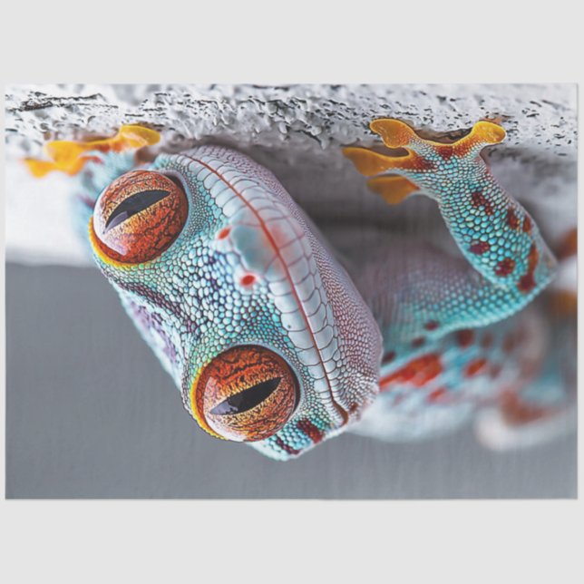 Decoupage Colorful Gecko Lizard Saying Hello Tissue Paper (Front)