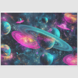 Decoupage Cosmic Landscape Planets Vibrant Colors Tissue Paper