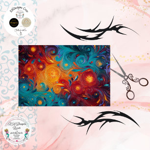Decoupage Cosmic Swirl Sunburst Vibrant Colors  Tissue Paper