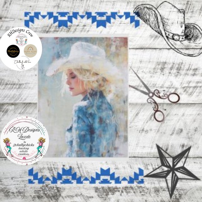 Decoupage Country Cowgirl Pastel Oil Painting  Tissue Paper (Creator Uploaded)