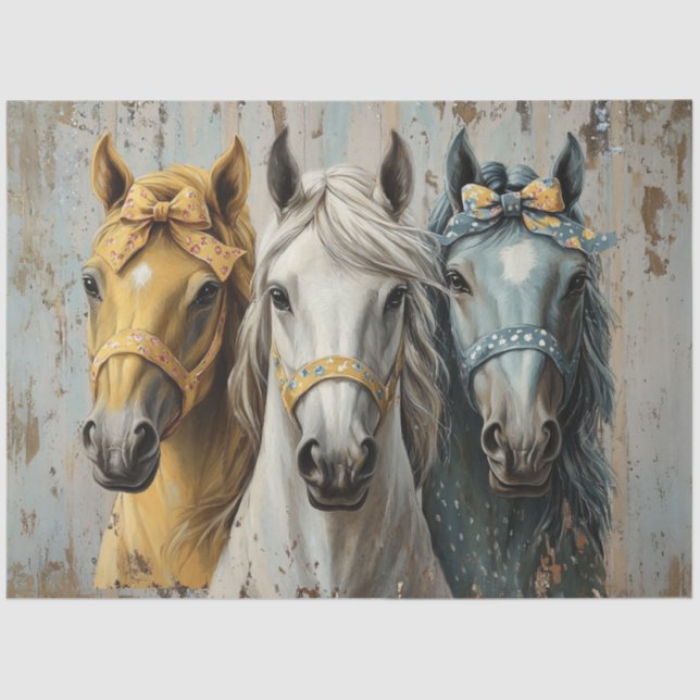 Decoupage Country Elegance Horses Bows & Harnesses Tissue Paper (Front)