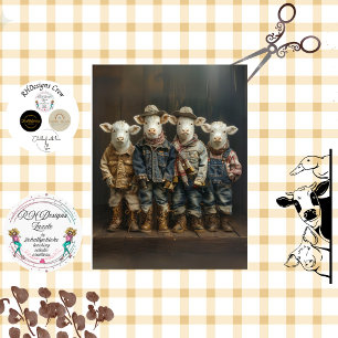 Decoupage Country Farm Family Cows  Tissue Paper