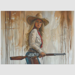 Decoupage Country Western Cowgirl Sherrif Shotgun  Tissue Paper