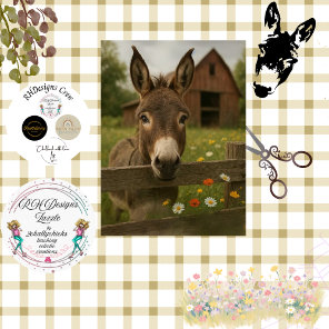 Decoupage Countryside Donkey Red Barn  Tissue Paper