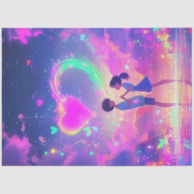 Decoupage Couple In Love Magical Ambiance  Tissue Paper (Front)