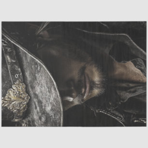 Decoupage cowboy Black Hat Silver Accents Tissue Paper