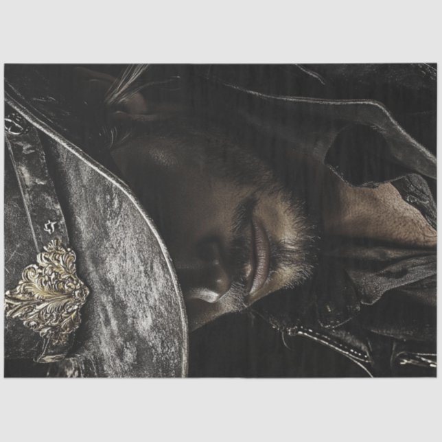 Decoupage cowboy Black Hat Silver Accents  Tissue Paper (Front)