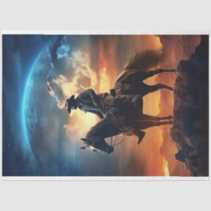 Decoupage Cowboy Mountain Moon in the Sky Tissue Paper