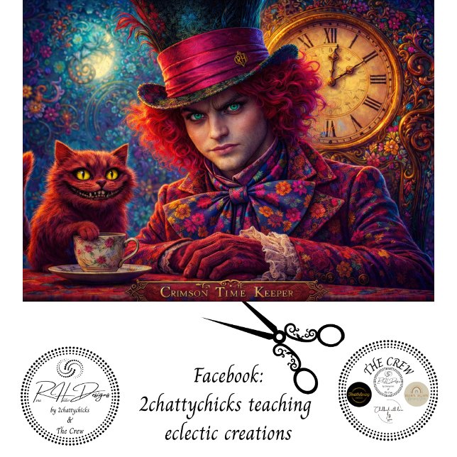 Decoupage Crimson Timekeeper Portrait Clock Cat Tissue Paper (Creator Uploaded)