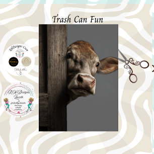 Decoupage  Curious Cow Peeking Rustic Wall Tissue Paper