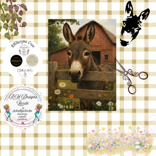 Decoupage Curious Donkey Farm Art Tissue Paper