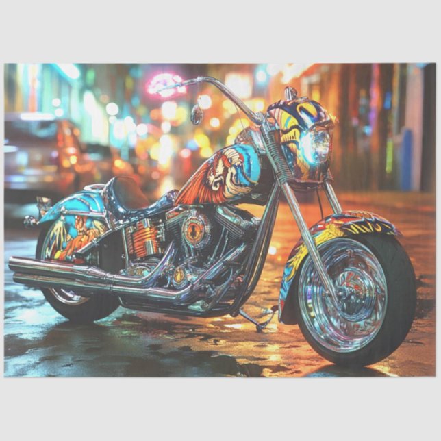 Decoupage Custom Detailed Paint Job Motorcyclist   Tissue Paper (Front)