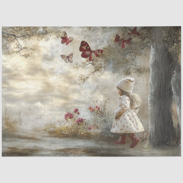 Decoupage Custom Fairytale Storybook Little Girl 2 Tissue Paper (Front)