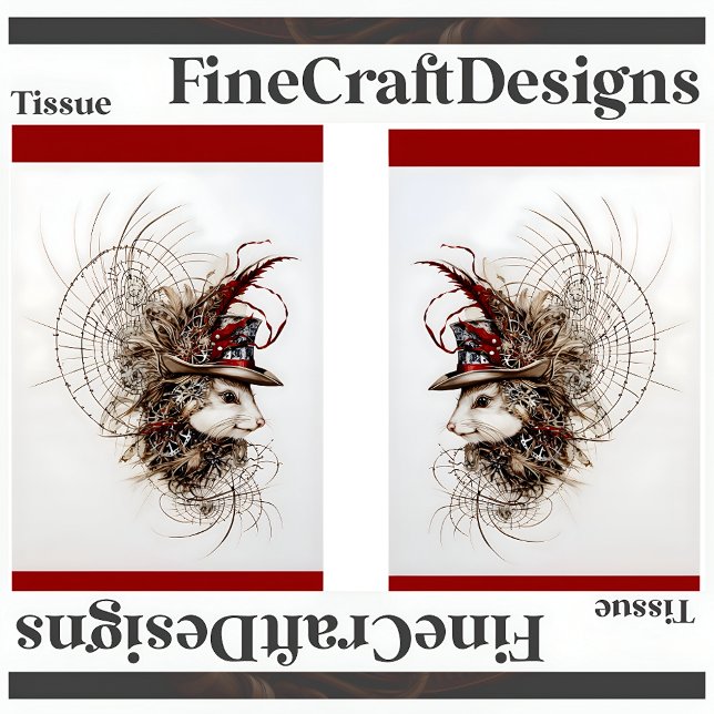 Decoupage Cute Steampunk White Mouse In Hat LR 137 Tissue Paper (Creator Uploaded)