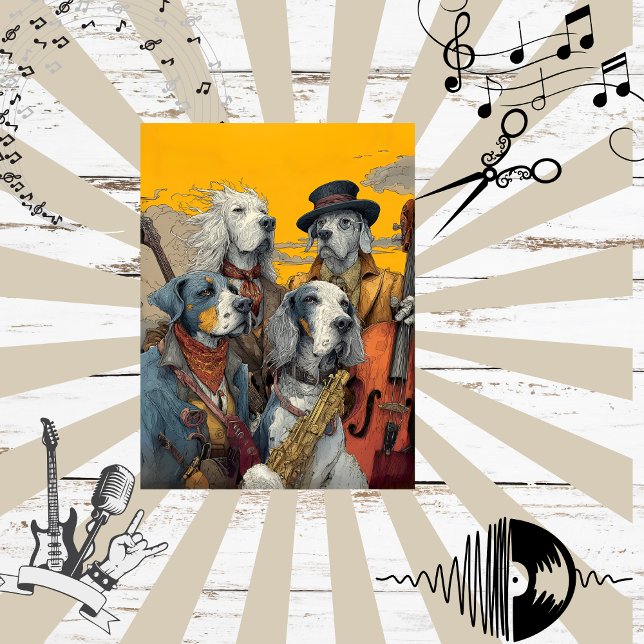 Decoupage Dapper Dog Musical Band Tissue Paper (Creator Uploaded)
