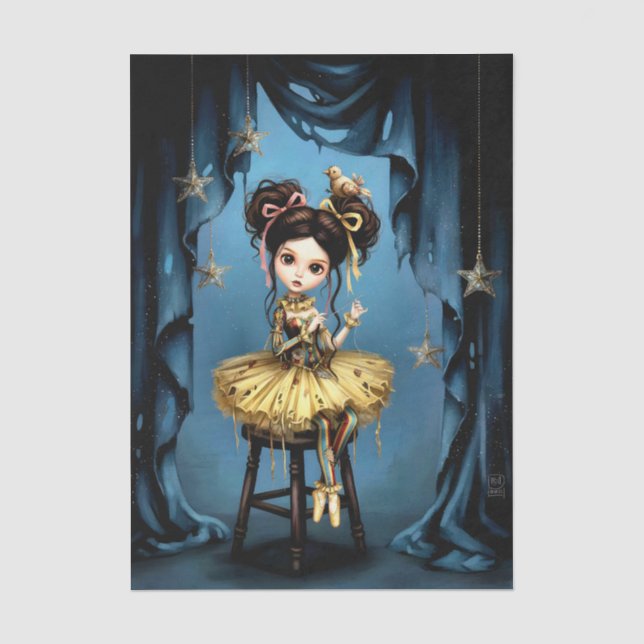 Decoupage Dark Circus Doll Tissue Paper (Front)