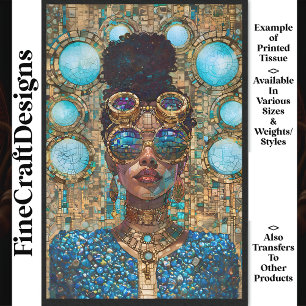 Decoupage Dark Skin Blue Woman Faux Mosaic 063 Tissue Paper