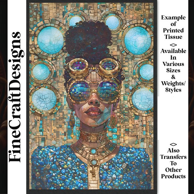 Decoupage Dark Skin Blue Woman Faux Mosaic 063 Tissue Paper (Creator Uploaded)