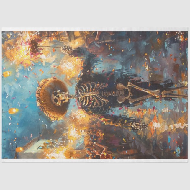 Decoupage Day of Dead Celebrations Fireworks Tissue Paper (Front)