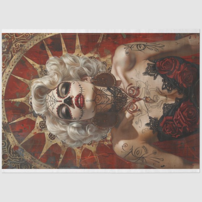 Decoupage Day of Dead Model Rosalinda Tissue Paper (Front)