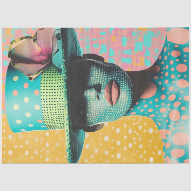 Decoupage Deco Art Kaleidoscopic Teal Woman Tissue Paper (Front)