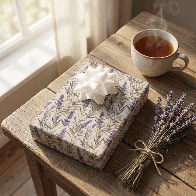 Decoupage Design with Lavender Flowers and Beige  Wrapping Paper Sheets (Creator Uploaded)