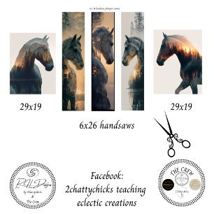  Decoupage Double Exposure Horses Handsaws  Wrapping Paper Sheets