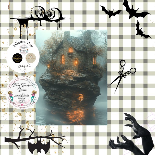 Decoupage Dracula Castle on the Water Tissue Paper (Creator Uploaded)