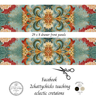 Decoupage Drawer Front 29x8 Mixed Media  Wrapping Paper Sheets