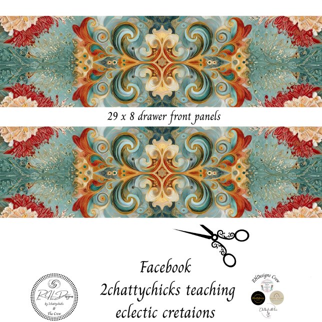 Decoupage Drawer Front 29x8 Mixed Media  Wrapping Paper Sheets (Creator Uploaded)