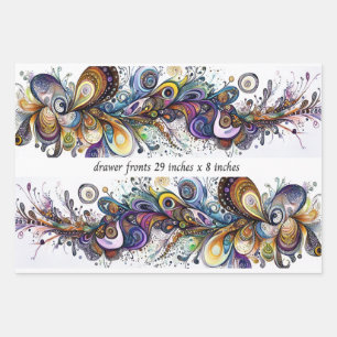 Decoupage Drawer Front 29x8 Teardrop Motif Vibrant Wrapping Paper Sheets