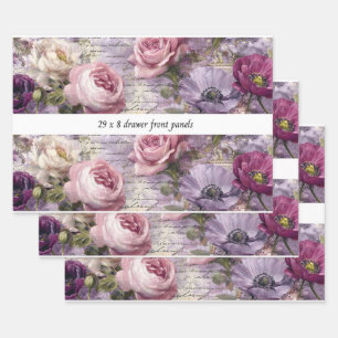 Decoupage Drawer Front Panel French Country Floral Wrapping Paper Sheets