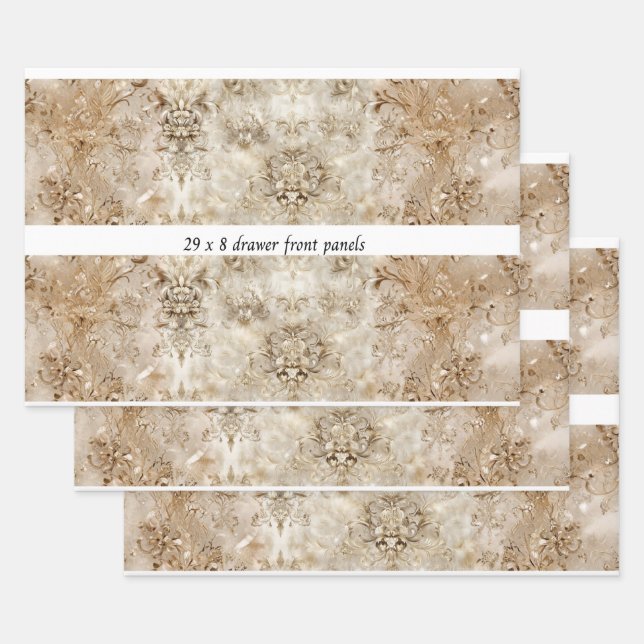Decoupage Drawer Panel Motif Beige Design  Wrapping Paper Sheets (Set)
