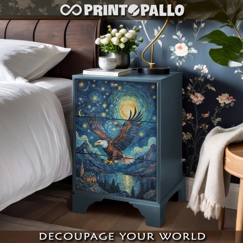 Decoupage _ Eagle in a Van Gogh world _  Tissue Paper