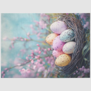 Decoupage Easter Pastel Speckled Eggs Flowers Tissue Paper