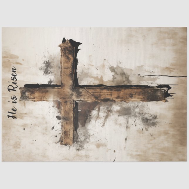 Decoupage Easter Rustic Cross Crucifixion  Tissue Paper (Front)