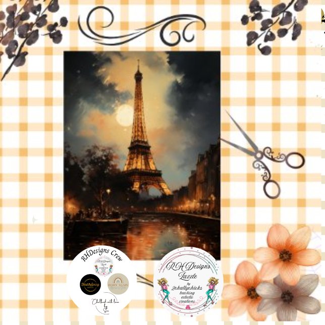 Decoupage Eiffel Tower Paris Nightscape  Tissue Paper (Creator Uploaded)