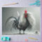 Decoupage Elaborate Rooster Long White Feathers 
