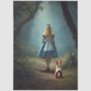 Decoupage Enchanted Forest Girl and White Rabbit  Tissue Paper
