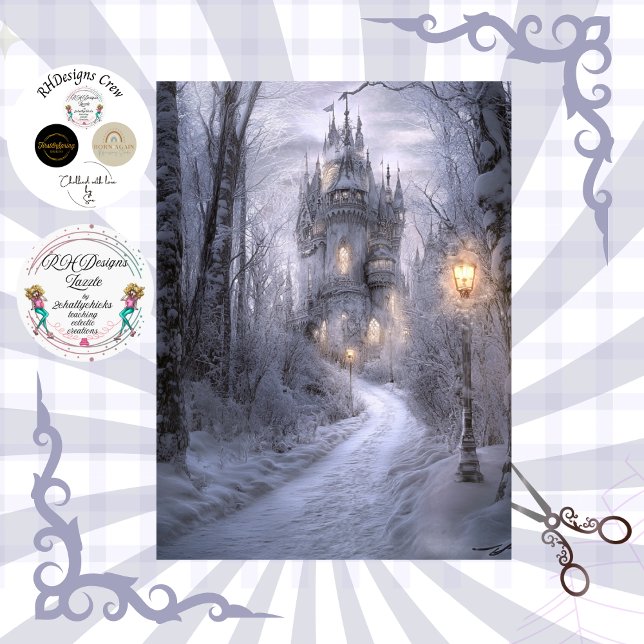Decoupage Enchanted Winter Irish Princess Castle  Tissue Paper (Creator Uploaded)