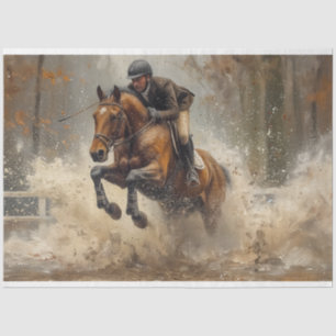 Decoupage Equestrian Rider in Autumn  Tissue Paper