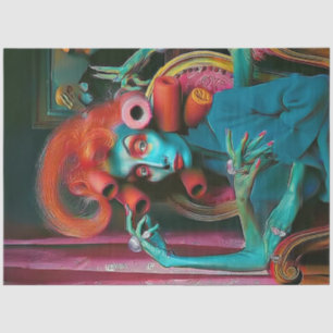 Decoupage Exaggerated Featured Person Whimsical  Tissue Paper