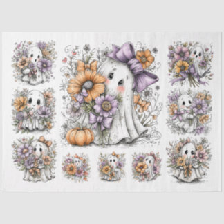 Decoupage Fall Floral Ghosts - Multiple sizes Tissue Paper