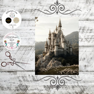 Decoupage Fantasy Castle Ireland Mountains Tissue Paper
