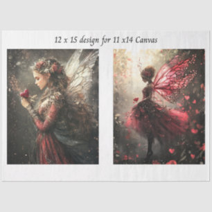 Decoupage Fantasy Fairies Red for 11x14 Canvas Tissue Paper