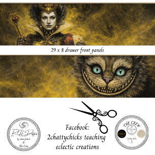 Decoupage Fantasy Queen and Cat Drawer Panels B Tissue Paper