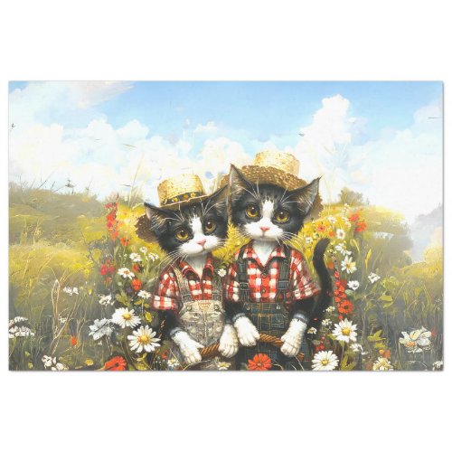 Decoupage Farming Cats Harvest and Tiller  Tissue Paper