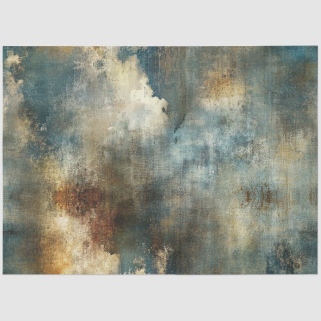 Decoupage Faux Finish Abstract Blue Brown White Tissue Paper (Front)